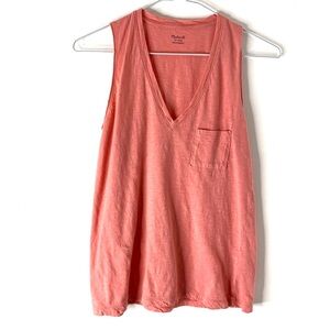 Madewell Rose Pink V-Neck Pocket Tank Top